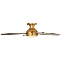 52" Casa Vieja Elite Modern Hugger Indoor Ceiling Fan with Light Led Remote Control Soft Brass Walnut Brown Opal Glass for Living Room Kitchen Ho
