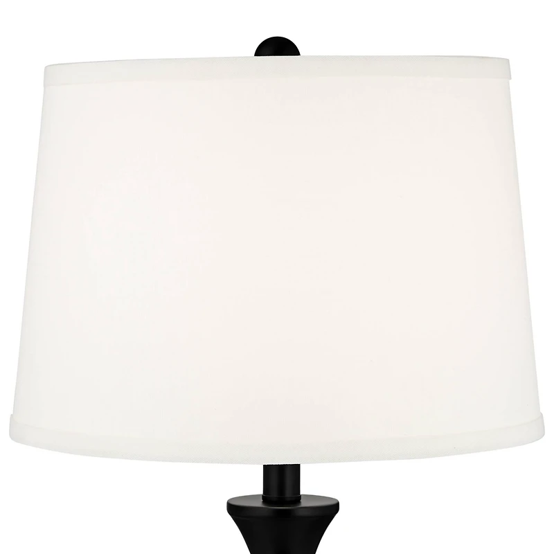360 Lighting Karl Modern Table Lamps 28 1/4" Tall Set of 2 Black Metal with Usb and Ac Power Outlet in Base White Drum Shade for Bedroom Living R