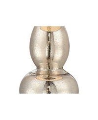 360 Lighting Modern Table Lamp 30.5" Tall Mercury Glass Silver Gourd Natural Linen Drum Shade for Living Room Family Bedroom Nightstand