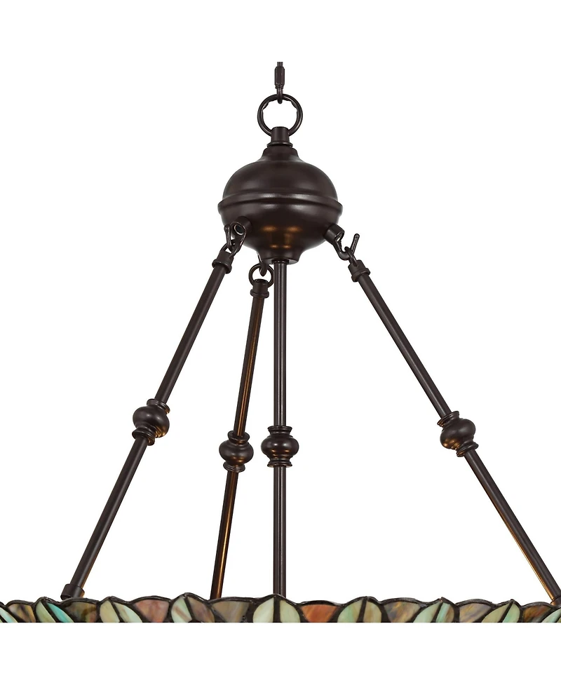 Robert Louis Tiffany Bronze Pendant Chandelier 20" Wide Rustic Peacock Stained Art Glass 3-Light Fixture for Dining Room House Kitchen Island Ent