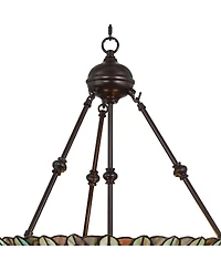 Robert Louis Tiffany Bronze Pendant Chandelier 20" Wide Rustic Peacock Stained Art Glass 3-Light Fixture for Dining Room House Kitchen Island Ent