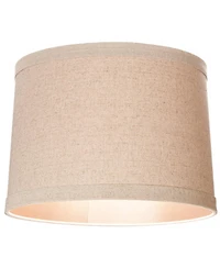 Springcrest Natural Linen Medium Drum Lamp Shade 13" Top x 14" Bottom x 10" High (Spider) Replacement with Harp and Finial