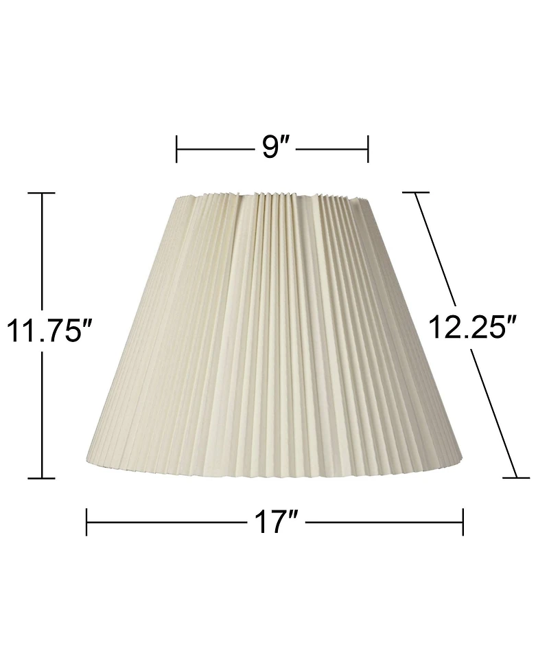Springcrest Eggshell Pleated Large Empire Lamp Shade 9" Top x 17" Bottom x 11.75" High x 12.25" Slant (Spider) Replacement with Ha