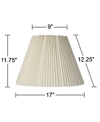 Springcrest Eggshell Pleated Large Empire Lamp Shade 9" Top x 17" Bottom x 11.75" High x 12.25" Slant (Spider) Replacement with Ha