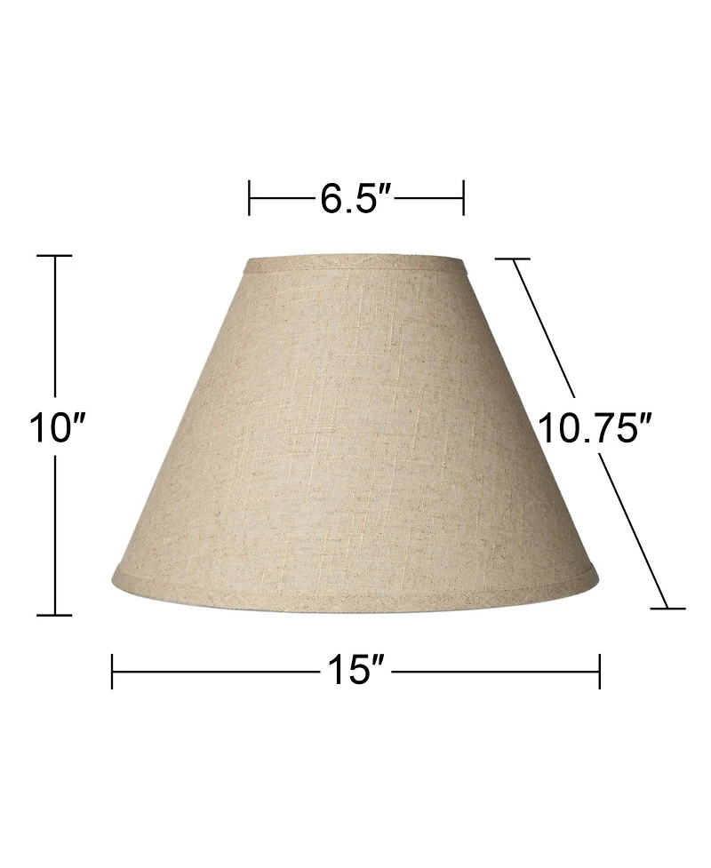 Springcrest Fine Burlap Medium Empire Lamp Shade 6.5" Top x 15" Bottom x 10" High x 10.75" Slant (Spider) Replacement with Harp an
