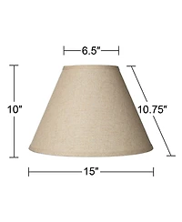 Springcrest Fine Burlap Medium Empire Lamp Shade 6.5" Top x 15" Bottom x 10" High x 10.75" Slant (Spider) Replacement with Harp an