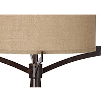 Tremont Rustic Farmhouse Table Lamp 31 1/2" Tall Allegheny Bronze Brown Iron Burlap Fabric Drum Shade for Bedroom Living Room House Home Bedside Night
