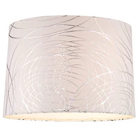 Springcrest Cream with Silver Circles Medium Drum Lamp Shade 15" Top x 16" Bottom x 11" High (Spider) Replacement with Harp and Finial