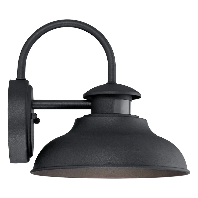 Midland Urban Barn Industrial Outdoor Wall Light Fixture Led Black Metal 9" Gooseneck Arm Motion Sensor Dusk to Dawn for House Porch Patio Outsid