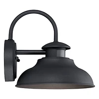 Midland Urban Barn Industrial Outdoor Wall Light Fixture Led Black Metal 9" Gooseneck Arm Motion Sensor Dusk to Dawn for House Porch Patio Outsid