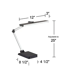 360 Lighting Flynn Modern Desk Lamp 25" High Metallic Black Silver with Usb Charging Port Phone Cradle Adjustable Swivel Led for Living Room Offi