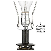 Murphy Industrial Rustic Accent Table Lamp Miner Lantern 23" High Weathered Bronze Metal Clear Glass Oatmeal Fabric Drum Shade Decor for Living Room B