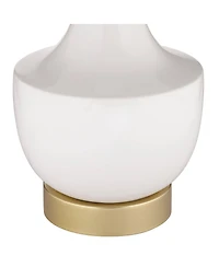 360 Lighting Nesbit 25" High Mid Century Modern Table Lamps Set of 2 Usb Port White Gold Ceramic Metal Living Room Charging