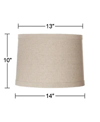 Springcrest Set of 2 Natural Linen Medium Drum Lamp Shades 13" Top x 14" Bottom x 10" High (Spider) Replacement with Harp and Finial