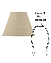 Springcrest Set of 2 Empire Lamp Shades Fine Burlap Small 6" Top x 12" Bottom x 9" Slant Spider Replacement Harp and Finial Fitting