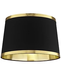 Springcrest Collection Set of 2 Hardback Drum Lamp Shades Black Medium 13" Top x 15" Bottom x 10" Slant Spider Replacement Harp and Fin