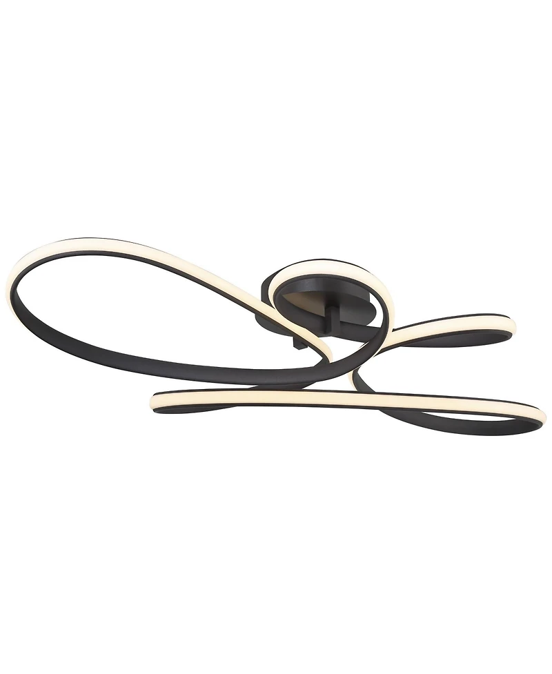 Possini Euro Design Helix Modern Semi Flush-Mount Ceiling Light Sand Black Dimmable Led Twisting 36 1/2" Wide Kitchen Living Room
