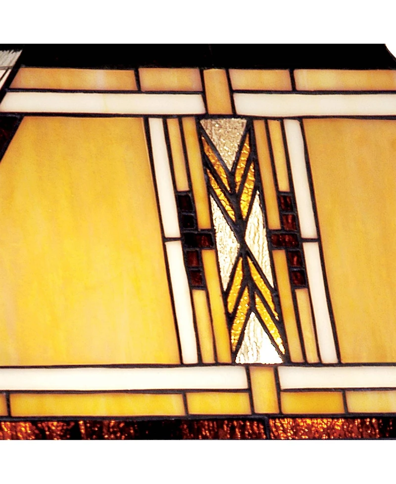 Robert Louis Tiffany Walnut Mission Rustic Table Lamp 27" Tall Wood with Nightlight Stained Art Glass Shade for Bedroom Living Room Bedside Night