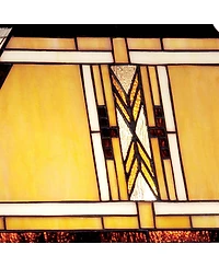 Robert Louis Tiffany Walnut Mission Rustic Table Lamp 27" Tall Wood with Nightlight Stained Art Glass Shade for Bedroom Living Room Bedside Night