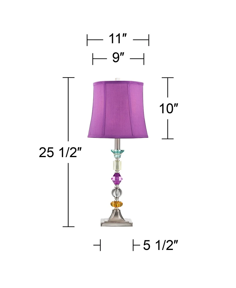 360 Lighting Bijoux Modern Table Lamp 25 1/2" High Multi Colored Stacked Gem Purple Shade for Bedroom Living Room Bedside Nightstand Office Famil