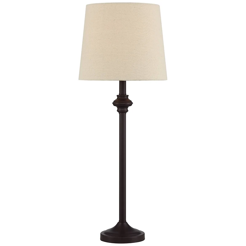 360 Lighting Carter Traditional 3 Piece Floor Table Lamp Set Bronze Metal Oatmeal Drum Shade for Bedroom Living Room Bedside Nightstand Office House