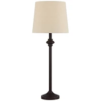 360 Lighting Carter Traditional 3 Piece Floor Table Lamp Set Bronze Metal Oatmeal Drum Shade for Bedroom Living Room Bedside Nightstand Office House