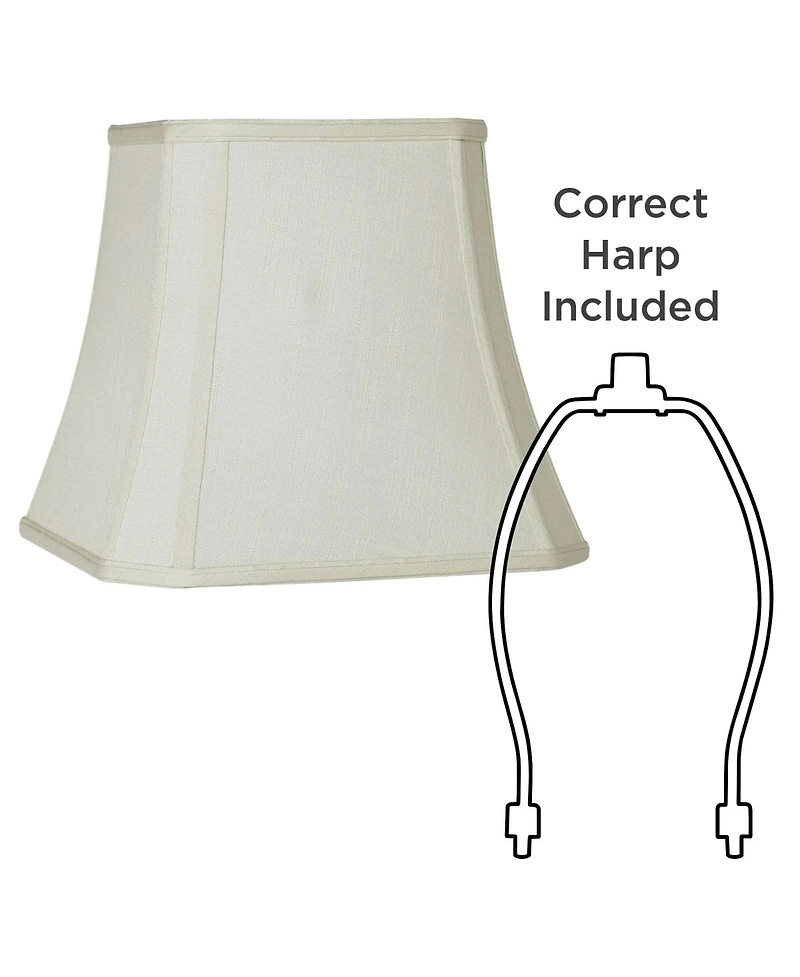 Springcrest Creme Small Square Cut Corner Lamp Shade 8" Top x 12" Bottom x 11" Slant x 10.5" High (Spider) Replacement with Harp a