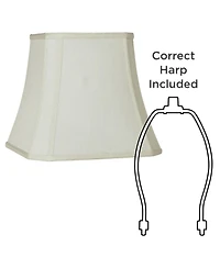 Springcrest Creme Small Square Cut Corner Lamp Shade 8" Top x 12" Bottom x 11" Slant x 10.5" High (Spider) Replacement with Harp a