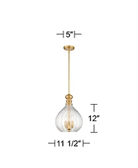 Houten Soft Gold Metal Mini Cluster Pendant Chandelier 11 1/2" Wide Modern Clear Glass Shade 3-Light Fixture for Dining Room House Foyer Entryway