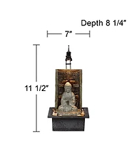 Namaste Buddha 11 1/2" High Small Zen Asian Indoor Decor Faux Stone Tabletop Fountain with Light Led Desk