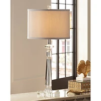 Vienna Full Spectrum Aline 26 1/2" Tall Traditional Table Lamp Clear Crystal Single Gray Shade Living Room Bedroom Bedside