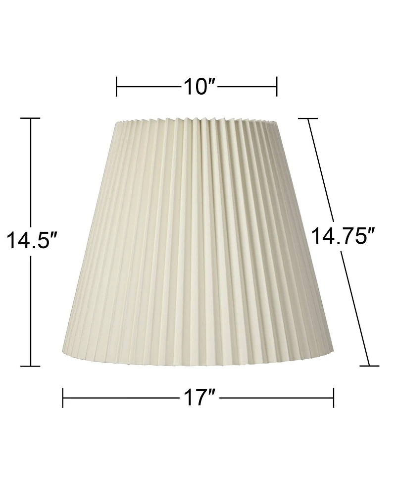 Springcrest 10" Top x 17" Bottom x 14 1/2" High x 14 3/4" Slant Lamp Shade Replacement Large Ivory Bell Pleated Spider Harp Finial