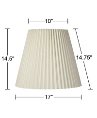 Springcrest 10" Top x 17" Bottom x 14 1/2" High x 14 3/4" Slant Lamp Shade Replacement Large Ivory Bell Pleated Spider Harp Finial