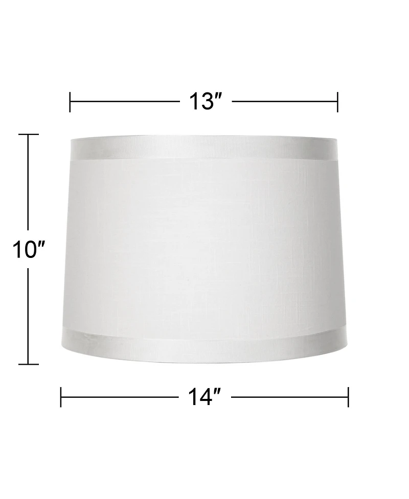 Springcrest Set of 2 White Fabric Medium Drum Lamp Shades 13" Top x 14" Bottom x 10" High (Spider) Replacement with Harp and Finial