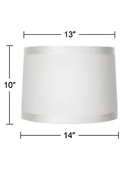 Springcrest Set of 2 White Fabric Medium Drum Lamp Shades 13" Top x 14" Bottom x 10" High (Spider) Replacement with Harp and Finial
