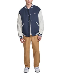 Champion Men's Colorblocked Mixed-Media Varsity Jacket