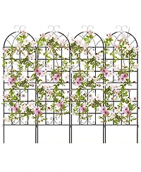 71" Tall Metal Garden Trellis for Climbing Plants 2 Pack Fence Panels Retro