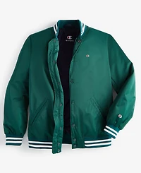 Champion Men's Classic Logo Striped-Trim Varsity Jacket