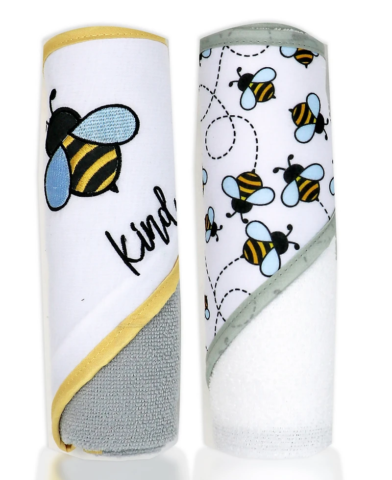 Buba Baby Boys and Girls 2 Pack Embroidered Hooded Bath Towel Wash Cloth Set