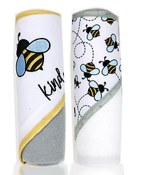 Buba Baby Boys and Girls 2 Pack Embroidered Hooded Bath Towel Wash Cloth Set