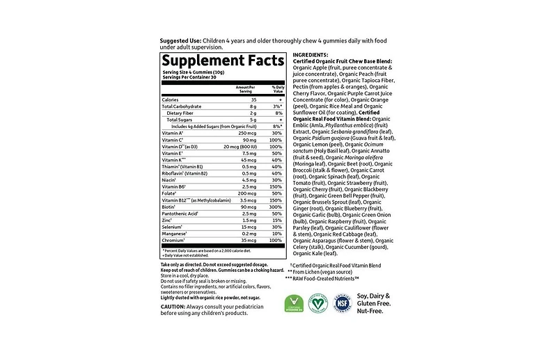 Garden of Life My Kind Organics Kids Multi Gummies, Organic Cherry 120 Chews