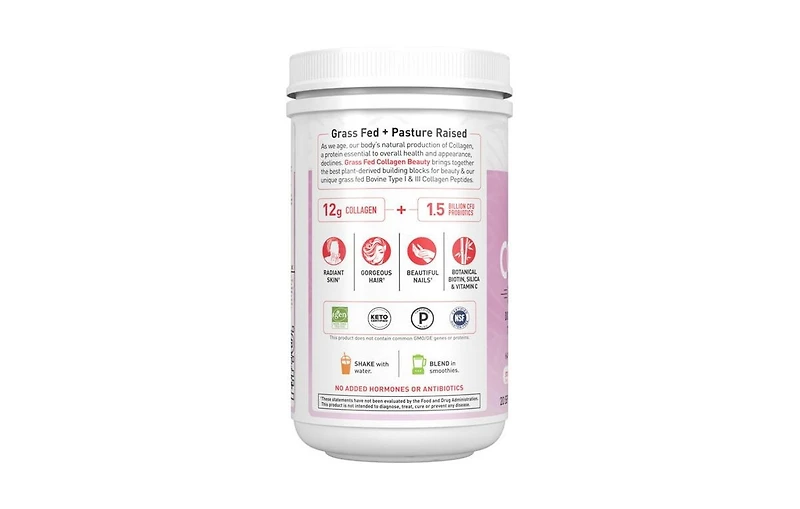Garden of Life Grass Fed Collagen Beauty Powder, Strawberry Lemonade, 9.52 Oz