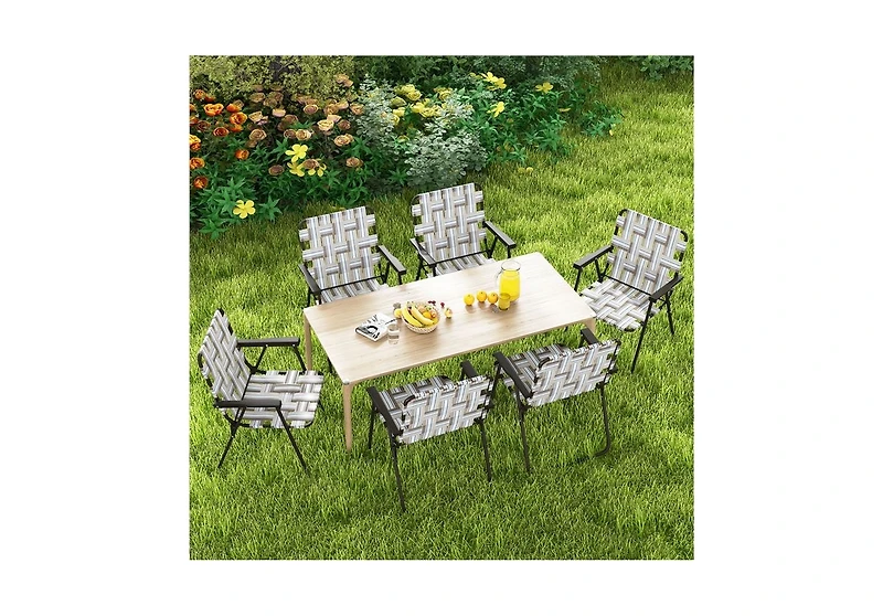 Slickblue 6 pcs Folding Beach Chair Camping Lawn Webbing