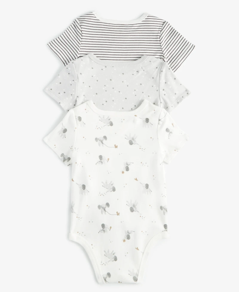Baby Elephant Cotton Bodysuits, 3 Pack, Exclusively at Macy's