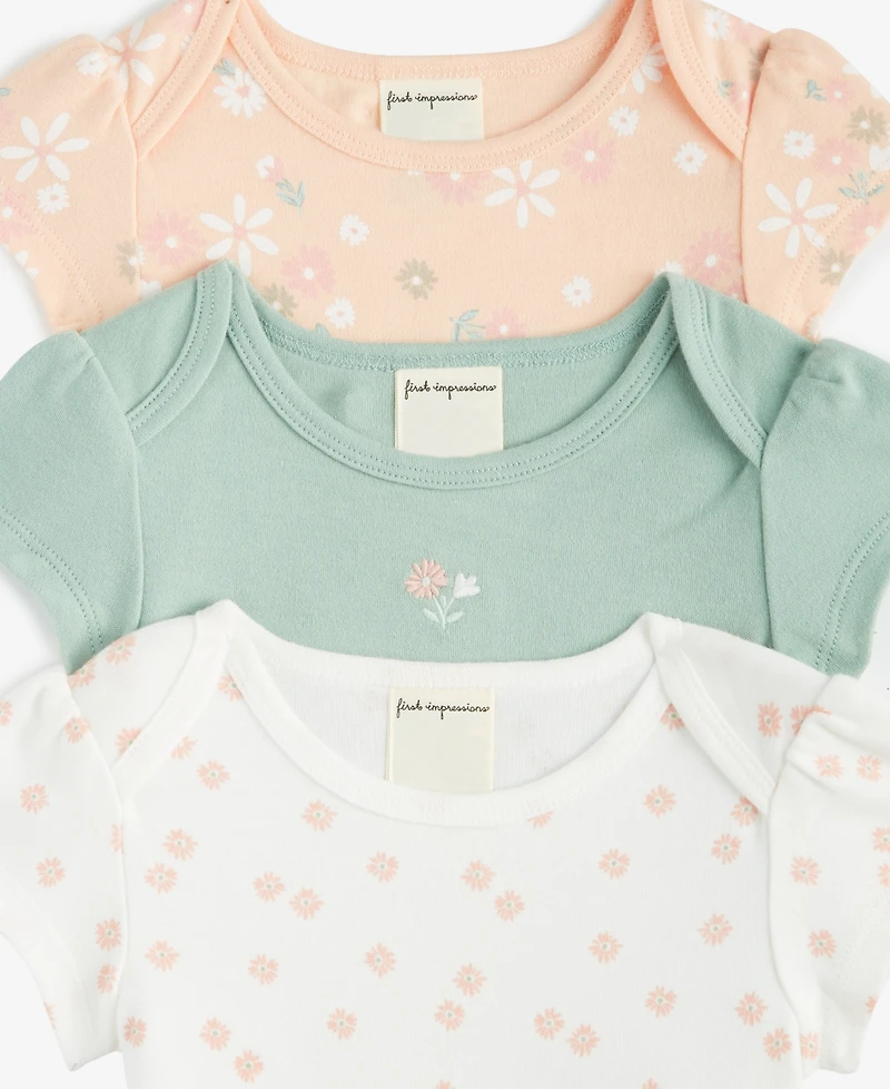 Baby Girls Secret Garden Cotton Bodysuits, 3 Pack, Exclusively at Macy's