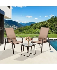 Sugift 3 Pieces Stackable Patio Bistro Conversation Set with Adjustable Backrest