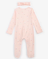 Baby Girls Tiny Dancer Cotton Footed Coverall & Headband, 2 Piece Set, Exclusively at Macy's