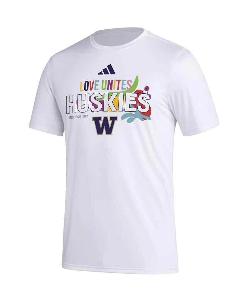 Adidas Men's x Rich Mnisi Pride Collection White Washington Huskies Pregame Aeroready T-Shirt