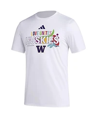 Adidas Men's x Rich Mnisi Pride Collection White Washington Huskies Pregame Aeroready T-Shirt