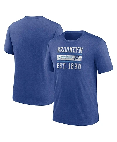 Nike Men's Heather Royal Brooklyn Dodgers Cooperstown Collection Local Stack Tri-Blend T-Shirt